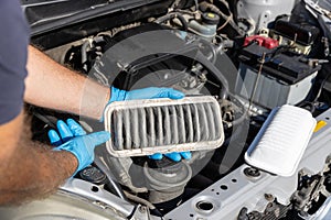 Car engine air filter replacement