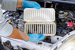 Car engine air filter replacement