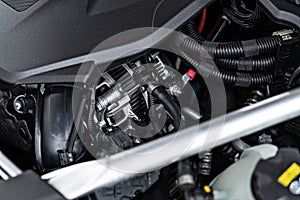 Car engine and alternator. Modern car