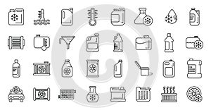 Car engine antifreeze icons set outline vector. Air vent