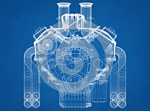 Car Engine Architect Blueprint