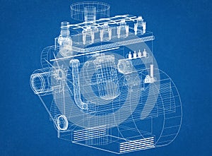 Car Engine Architect Blueprint