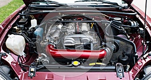 Car Engine Bay with Open Air Intake & DIY Heat Shield