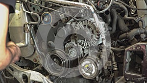 Car engine belt replacement