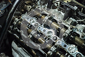Car engine camshafts disassembled for maintenance 5
