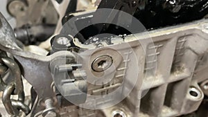 Car engine chain detail