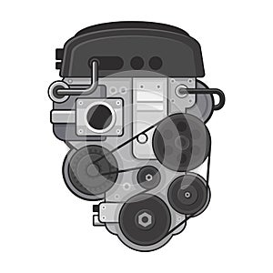 Car Engine Concept on White Background. Vector