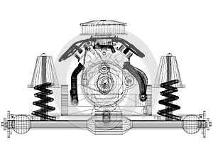 Car Engine Design â€“ Blueprint - isolated