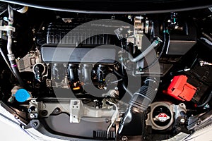 Car engine motor concept Close up detail of new Car engine par