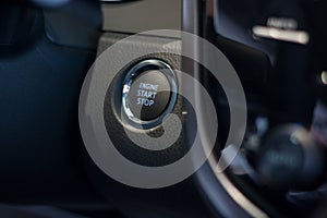 Car engine start and stop button. Modern tachnologies.