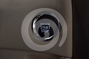 Car engine start and stop button. Modern technologies.