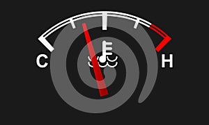 Car engine temperature gauge. Hot and cold symbols. Vector illustration.