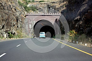 Car Entering a Tunnel