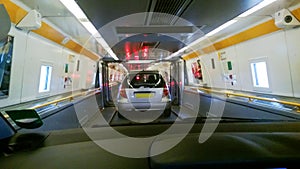 Car in Euro train transporter