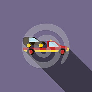 Car evacuator icon in flat style