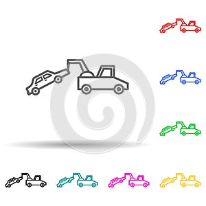 car in evacuator multi color style icon. Simple thin line, outline vector of cars service and repair parts icons for ui and ux,