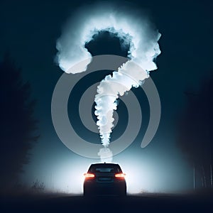 Car exhaust in the shape of question mark