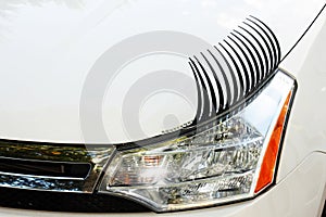 Car Eyelashes on Left Headlight