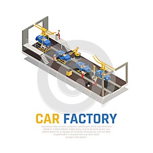 Car Factory Isometric Composition