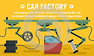 Car factory parts concept banner, flat style