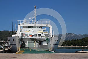 Car ferry boat shipping between islands