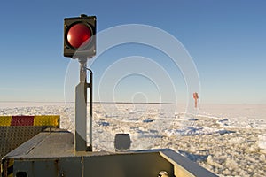 Car ferry on icy sea