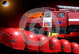 Car and fire helmets