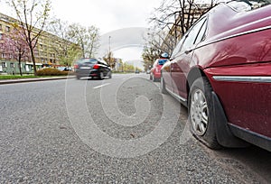 Car with flat tire