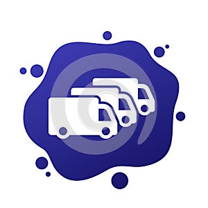 car fleet icon with vans, vector
