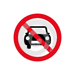 Car forbidden icon, vehicle prohibited symbol sign, no car parking