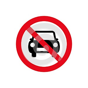 Car forbidden icon, vehicle prohibited symbol sign, no car parking photo