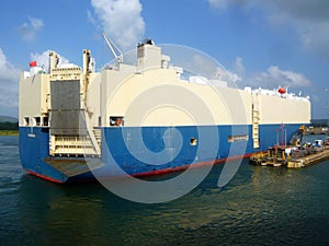 Car freight ship in Panama Canal photo
