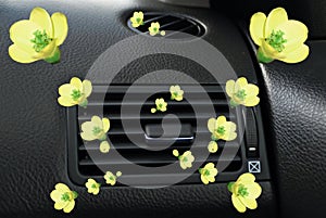 Car freshener aroma yellow flowers air-condition ventilator