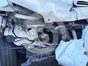 Car front damaged due to accident