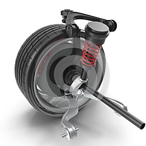 Car Front Suspension With Wheel Isolated 3D Illustration