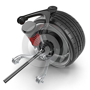 Car Front Suspension With Wheel Isolated 3D Illustration