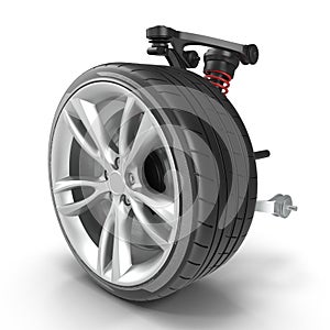 Car Front Suspension With Wheel Isolated 3D Illustration