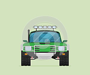 Car front view. Off-road vehicle isolated on color background
