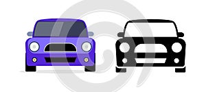 Car front view vector flat icon. Car parking cartoon front design shape