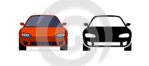 Car front view vector flat icon. Car parking cartoon front design shape black icon