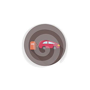 car in fuel station vector flat icon. car fueling icon