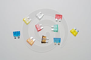 Car fuse. colorful electrical automotive fuses