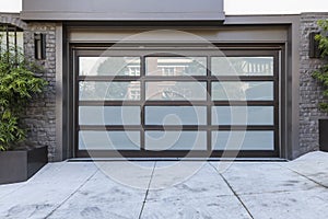 2 car garage door with frosted glass photo