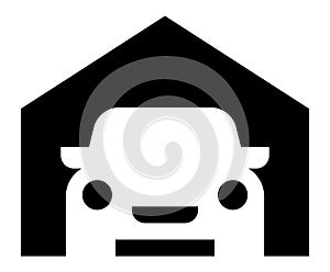 Car in garage icon