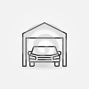 Car garage icon - vector symbol in thin line style