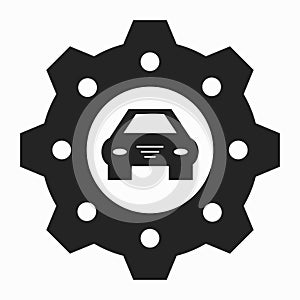 Car and gear is isolated black symbol