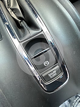 Car gear stick on parking mode, Mechanism of switching modes of automatic transmission car, Top view