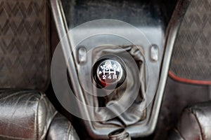 Car gearshift stick in the car