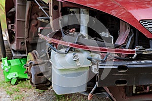 Car getting front passenger side fender replaced due to body damage