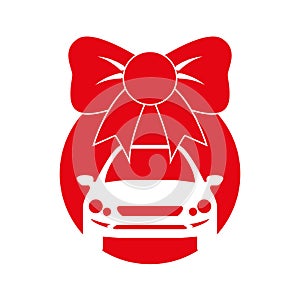 Car gift ribbon red circle icon